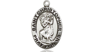 Pewter Saint Christopher Medal Engraved Catholic Saint Jewelry