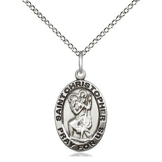 Sterling Silver Saint Christopher Medal Religious Jewelry Engraved Catholic Saint Jewelry