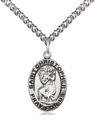 Sterling Silver Saint Christopher Medal Religious Jewelry Engraved Catholic Saint Jewelry