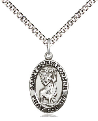 Sterling Silver Saint Christopher Medal Religious Jewelry Engraved Catholic Saint Jewelry