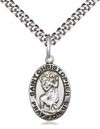 Sterling Silver Saint Christopher Medal Religious Jewelry Engraved Catholic Saint Jewelry