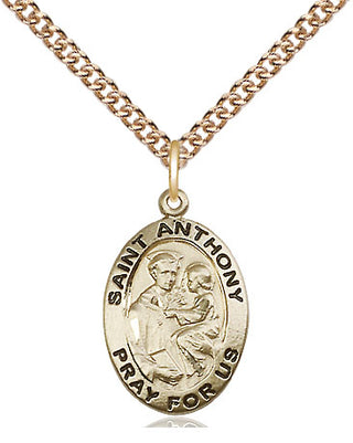 14kt Gold Filled Saint Anthony of Padua Medal Religious Jewelry Engraved Catholic Saint Jewelry