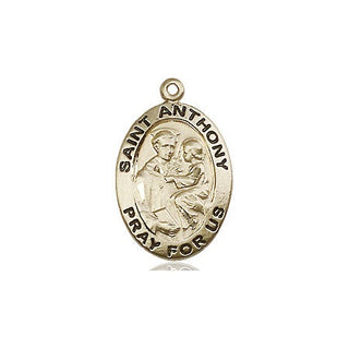 14kt Gold Saint Anthony of Padua Medal Engraved Catholic Saint Jewelry