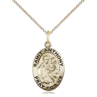 14kt Gold Saint Anthony of Padua Medal Engraved Catholic Saint Jewelry