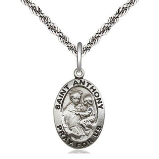 Sterling Silver Saint Anthony of Padua Medal Religious Jewelry Engraved Catholic Saint Jewelry