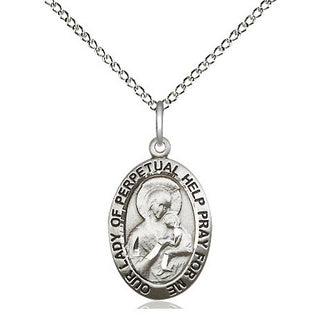 Sterling Silver Our Lady of Perpetual Help Medal Religious Jewelry Engraved Catholic Saint Jewelry