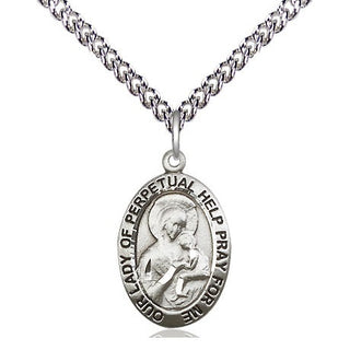Sterling Silver Our Lady of Perpetual Help Medal Religious Jewelry Engraved Catholic Saint Jewelry