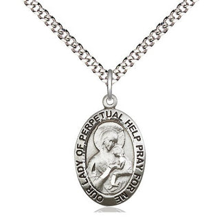 Sterling Silver Our Lady of Perpetual Help Medal Religious Jewelry Engraved Catholic Saint Jewelry