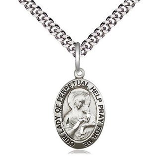 Sterling Silver Our Lady of Perpetual Help Medal Religious Jewelry Engraved Catholic Saint Jewelry