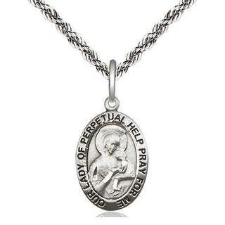 Sterling Silver Our Lady of Perpetual Help Medal Religious Jewelry Engraved Catholic Saint Jewelry