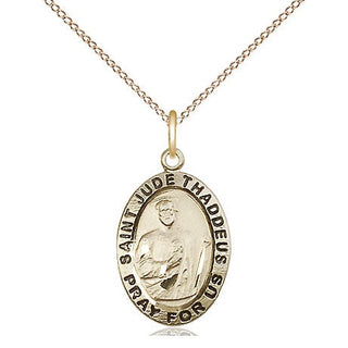 14kt Gold Saint Jude Medal Engraved Catholic Saint Jewelry