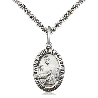 Sterling Silver Saint Jude Medal Religious Jewelry Engraved Catholic Saint Jewelry
