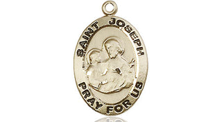 14kt Gold Saint Joseph Medal Engraved Catholic Saint Jewelry