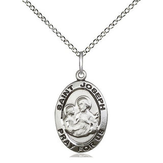 Sterling Silver Saint Joseph Medal Religious Jewelry Engraved Catholic Saint Jewelry
