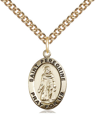 14kt Gold Saint Peregrine Medal Engraved Catholic Saint Jewelry