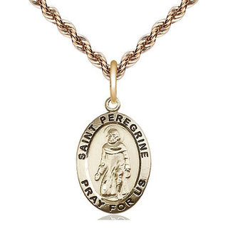 14kt Gold Saint Peregrine Medal Engraved Catholic Saint Jewelry