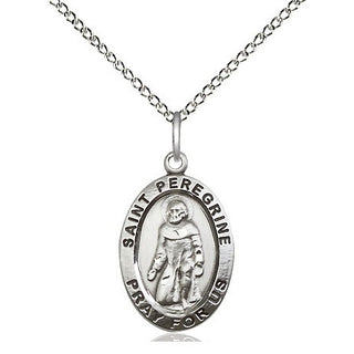 Sterling Silver Saint Peregrine Medal Religious Jewelry Engraved Catholic Saint Jewelry