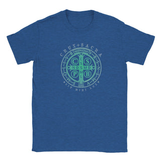 St. Benedict Medal Teal Gradient T-Shirt - view 12