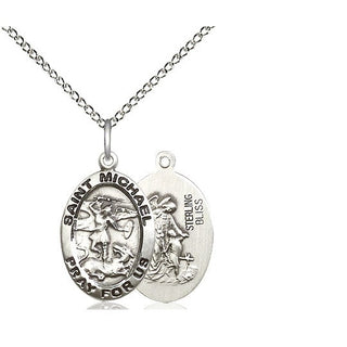 Sterling Silver Saint Michael the Archangel Medal Religious Jewelry Engraved Catholic Saint Jewelry
