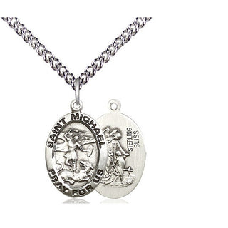 Sterling Silver Saint Michael the Archangel Medal Religious Jewelry Engraved Catholic Saint Jewelry