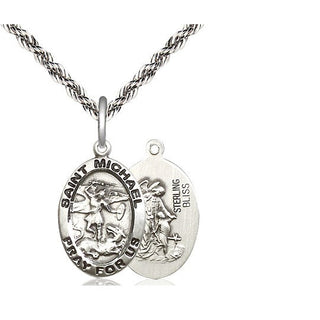 Sterling Silver Saint Michael the Archangel Medal Religious Jewelry Engraved Catholic Saint Jewelry