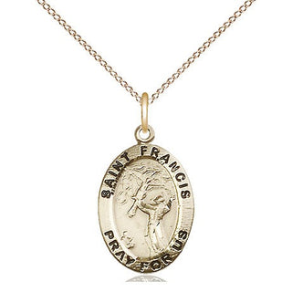 14kt Gold Filled Saint Francis of Assisi Medal Religious Jewelry Engraved Catholic Saint Jewelry