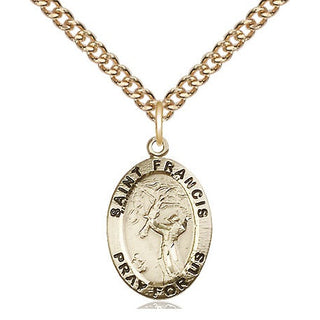 14kt Gold Saint Francis of Assisi Medal Engraved Catholic Saint Jewelry