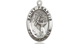 Pewter Saint Francis of Assisi Medal Engraved Catholic Saint Jewelry