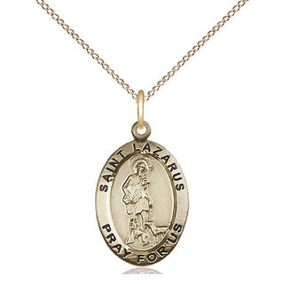 14kt Gold Filled Saint Lazarus Medal Religious Jewelry Engraved Catholic Saint Jewelry