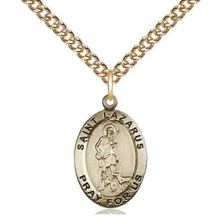 14kt Gold Filled Saint Lazarus Medal Religious Jewelry Engraved Catholic Saint Jewelry