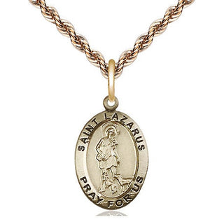 14kt Gold Filled Saint Lazarus Medal Religious Jewelry Engraved Catholic Saint Jewelry