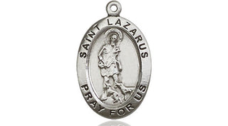 Sterling Silver Saint Lazarus Medal Religious Jewelry Engraved Catholic Saint Jewelry