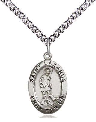 Sterling Silver Saint Lazarus Medal Religious Jewelry Engraved Catholic Saint Jewelry
