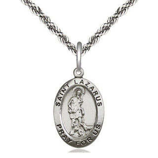 Sterling Silver Saint Lazarus Medal Religious Jewelry Engraved Catholic Saint Jewelry