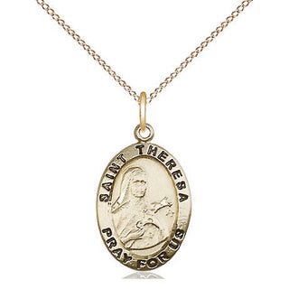14kt Gold Filled Saint Theresa Medal Religious Jewelry Engraved Catholic Saint Jewelry