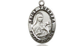 Pewter Saint Theresa Medal Engraved Catholic Saint Jewelry