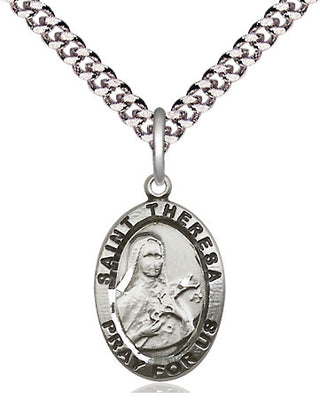 Pewter Saint Theresa Medal Religious Jewelry Engraved Catholic Saint Jewelry