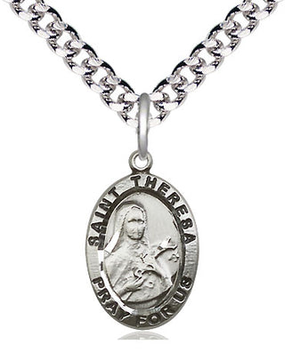 Pewter Saint Theresa Medal Religious Jewelry Engraved Catholic Saint Jewelry