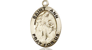 14kt Gold Filled Saint Ann Medal Engraved Catholic Saint Jewelry