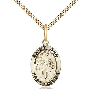 14kt Gold Filled Saint Ann Medal Religious Jewelry Engraved Catholic Saint Jewelry