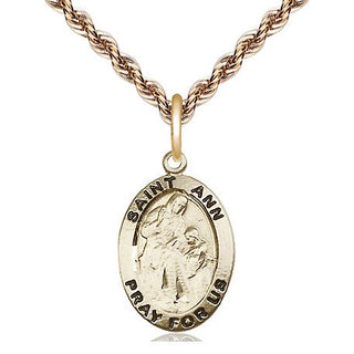 14kt Gold Filled Saint Ann Medal Religious Jewelry Engraved Catholic Saint Jewelry
