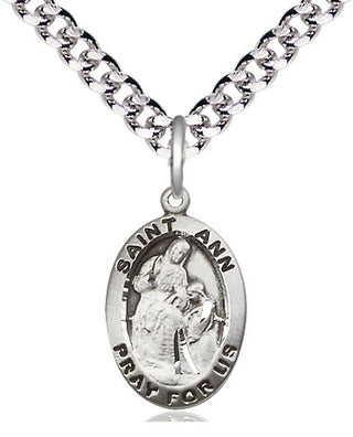 Pewter Saint Ann Medal Religious Jewelry Engraved Catholic Saint Jewelry
