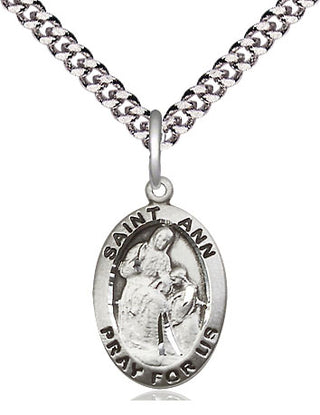 Pewter Saint Ann Medal Religious Jewelry Engraved Catholic Saint Jewelry