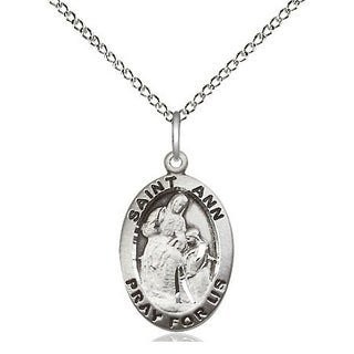 Sterling Silver Saint Ann Medal Religious Jewelry Engraved Catholic Saint Jewelry