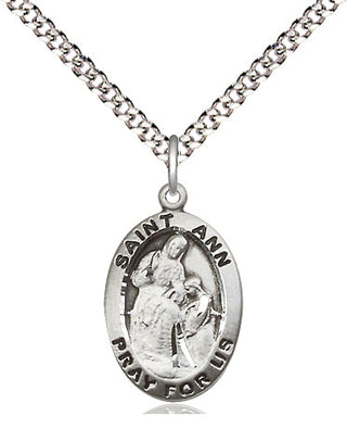 Sterling Silver Saint Ann Medal Religious Jewelry Engraved Catholic Saint Jewelry