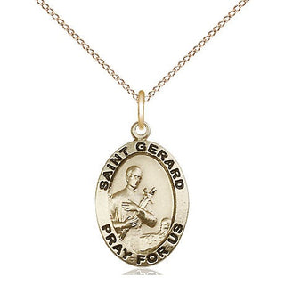 14kt Gold Saint Gerard Majella Medal Engraved Catholic Saint Jewelry