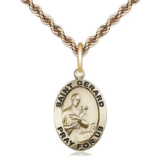 14kt Gold Saint Gerard Majella Medal Engraved Catholic Saint Jewelry