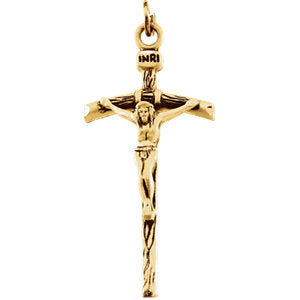 14K Gold 38x18 MM Crucifix Pendant