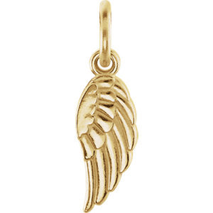 14K Gold Angel Wing Charm with Jump Ring
