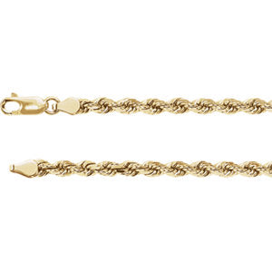 18-inch Diamond Cut Rope Chain with Lobster Clasp - 14K Yellow Gold